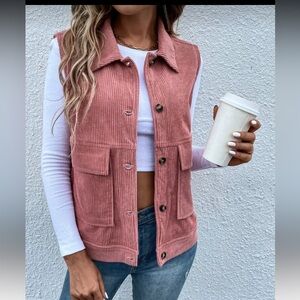 Women's Pink Corduroy Vest